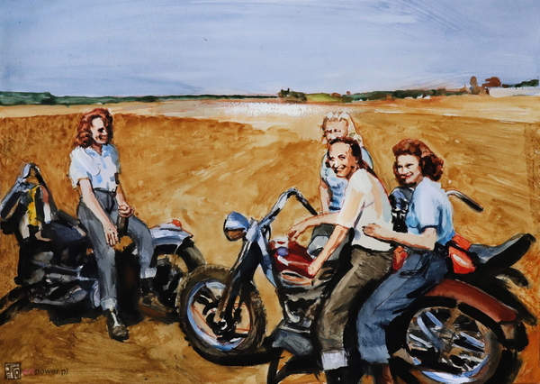 Dziewczyny na motorach, połowa XX w.