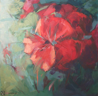 Abstrakcja z czerwonym kwiatem - 1