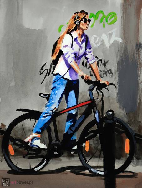 Pastelowa rowerzystka