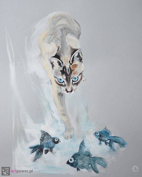 Kot z rybami