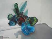 Antygrawitacyjna martwa natura ze szklanym układem